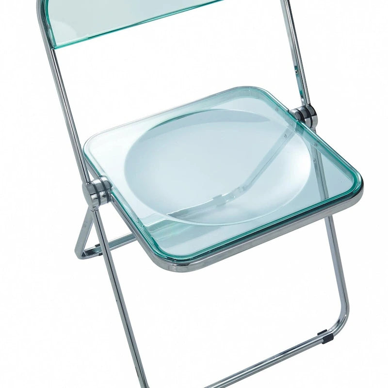 Acrylic Folding Dining Chair with Chrome Frame Set of 4 Lawrence Series by LeisureMod