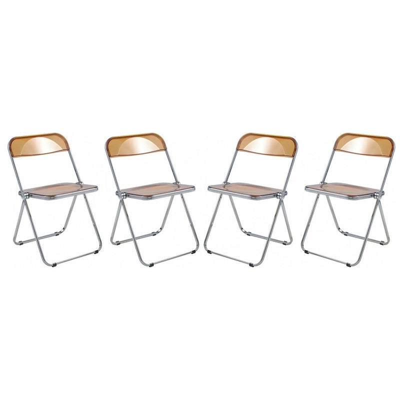 Acrylic Folding Dining Chair with Chrome Frame Set of 4 Lawrence Series by LeisureMod