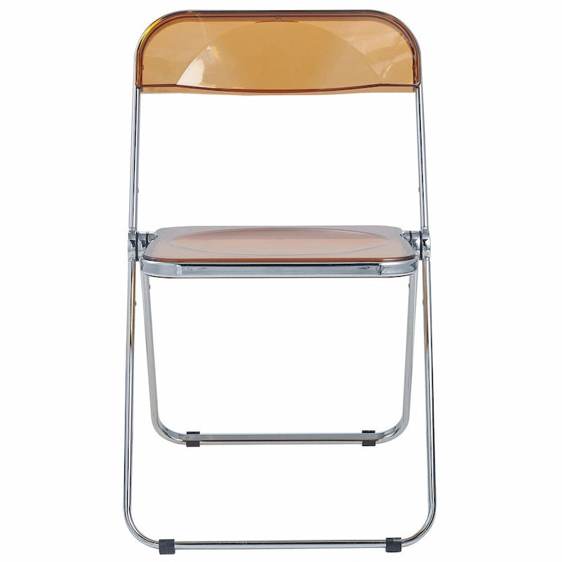 Acrylic Folding Dining Chair with Chrome Frame Set of 4 Lawrence Series by LeisureMod