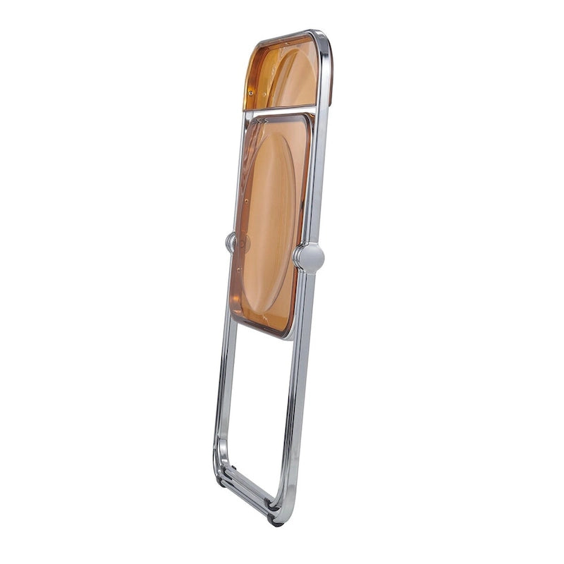 Acrylic Folding Dining Chair with Chrome Frame Set of 4 Lawrence Series by LeisureMod