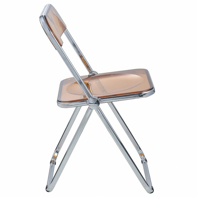 Acrylic Folding Dining Chair with Chrome Frame Set of 4 Lawrence Series by LeisureMod