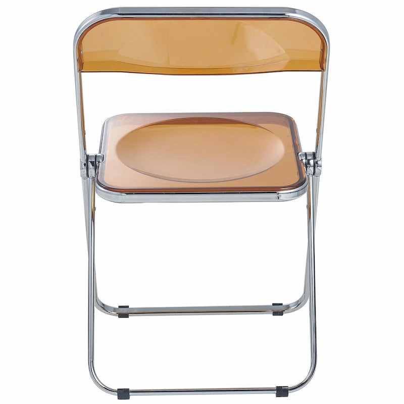 Acrylic Folding Dining Chair with Chrome Frame Set of 4 Lawrence Series by LeisureMod