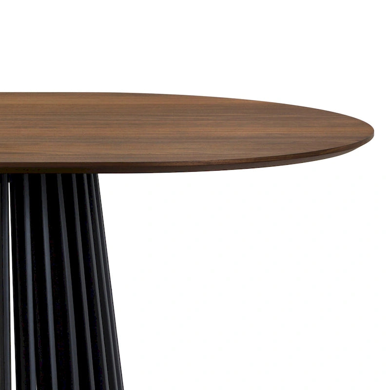 Pasadena 79 inch Solid Wood Oval Dining Table with Slatted Pedestal Ba ...