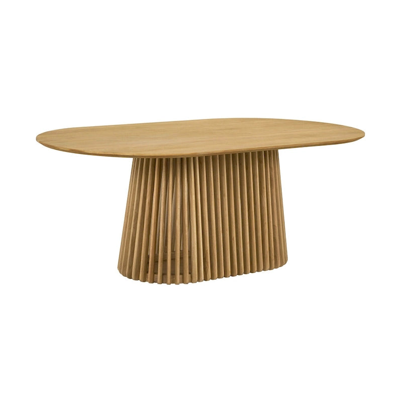 Pasadena 79 inch Solid Wood Oval Dining Table with Slatted Pedestal Ba ...