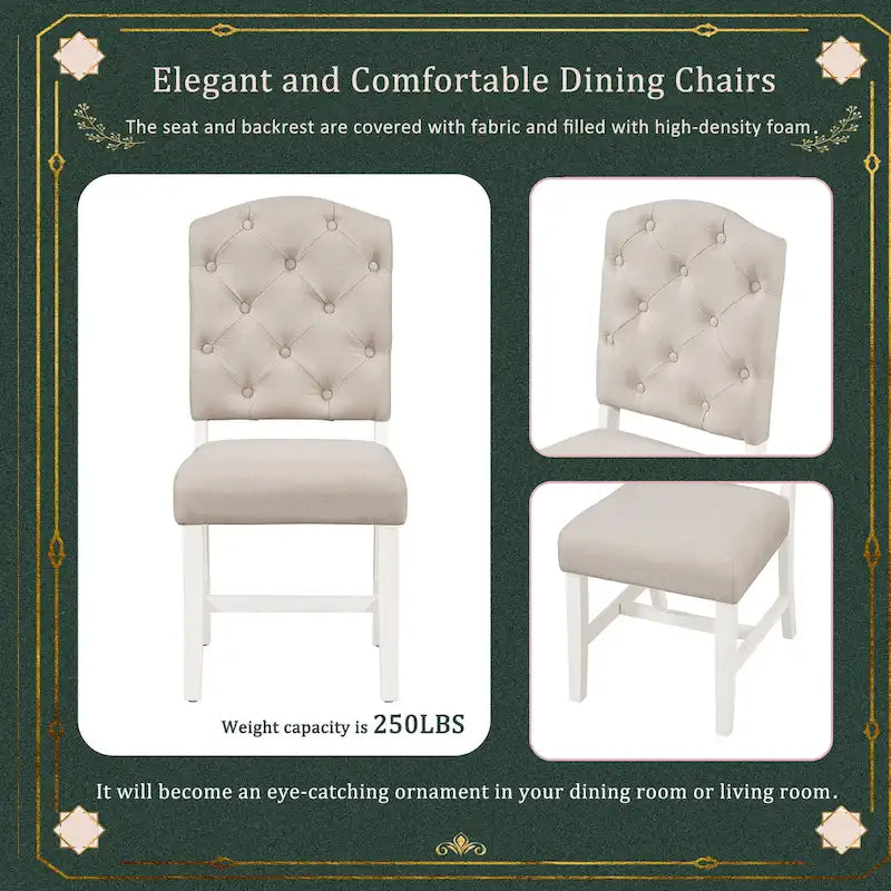 Dining Table Set with Extendable Table and 4 Upholstered Chairs