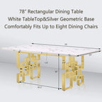 78 inch Faux Marble Dining Table with Geometric Metal Base