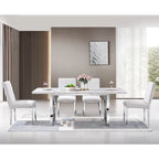 78 inch Faux Marble Dining Table with Geometric Metal Base