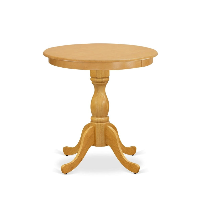 East West Furniture 3 Piece Dining Table Set Contains a Round Dining Room Table and 2 Kitchen Chairs, Oak (Seat Options)