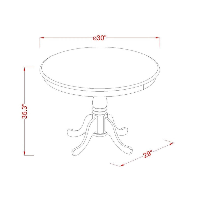 East West Furniture 3 Piece Dining Table Set Contains a Round Dining Room Table and 2 Kitchen Chairs, Oak (Seat Options)