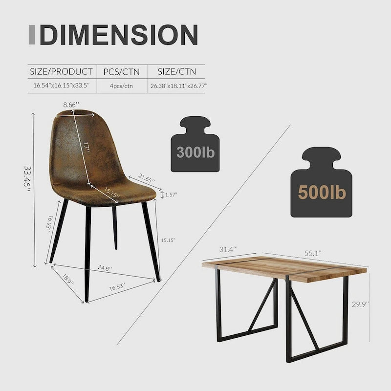 Mid Century Wooden Kitchen Table Set for Restaurant 5 Piece Sets