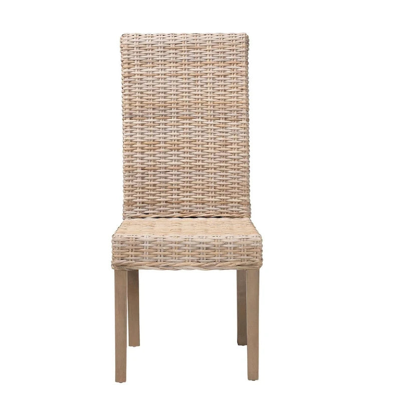 bali & pari Santiago Bohemian Grey Natural Kubu Rattan and Mango Wood Dining Chair