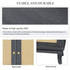 Handcrafted Premium Grain Panels,Rattan Sideboard Buffer Cabinet,Accent Storage Cabinet With 4 Rattan Doors