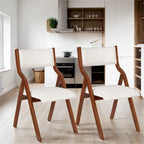 Upholstered Folding Dining Chair with Wood Legs (Set Of 2)