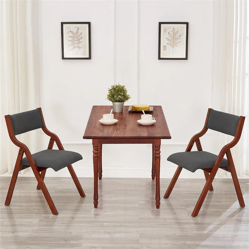 Upholstered Folding Dining Chair with Wood Legs (Set Of 2)