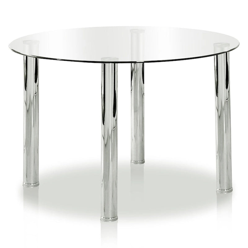 Furniture of America Donnabella Contemporary 5-Piece Glasstop Round Dining Table Set