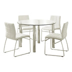 Furniture of America Donnabella Contemporary 5-Piece Glasstop Round Dining Table Set
