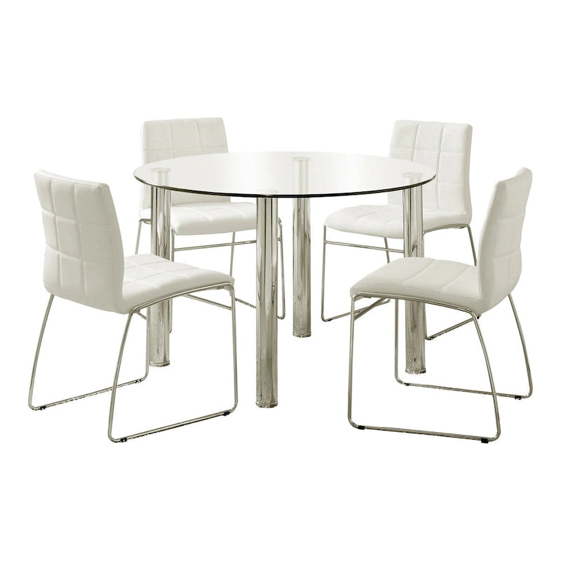 Furniture of America Donnabella Contemporary 5-Piece Glasstop Round Dining Table Set