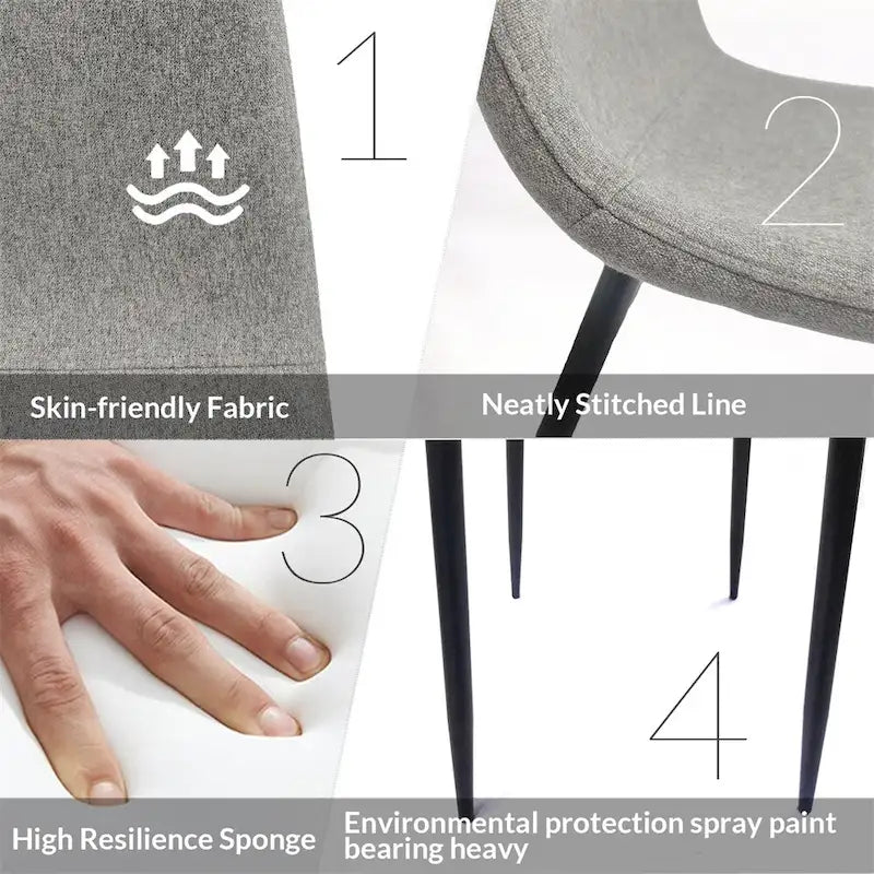 Modern Dining Room Chairs with Metal Legs(Set of 4) - N/A