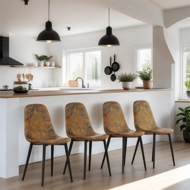 Modern Dining Room Chairs with Metal Legs(Set of 4) - N/A