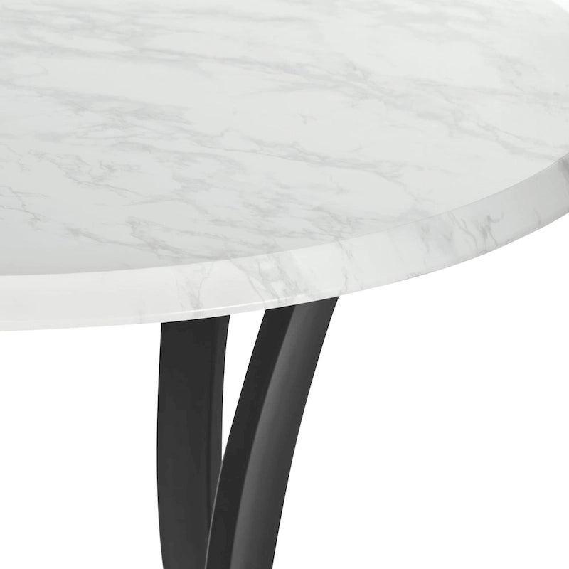 3-Piece 36 Round Top Counter Height Dining Table with 2 Faux Leather Stools