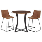 3-Piece 36 Round Top Counter Height Dining Table with 2 Faux Leather Stools