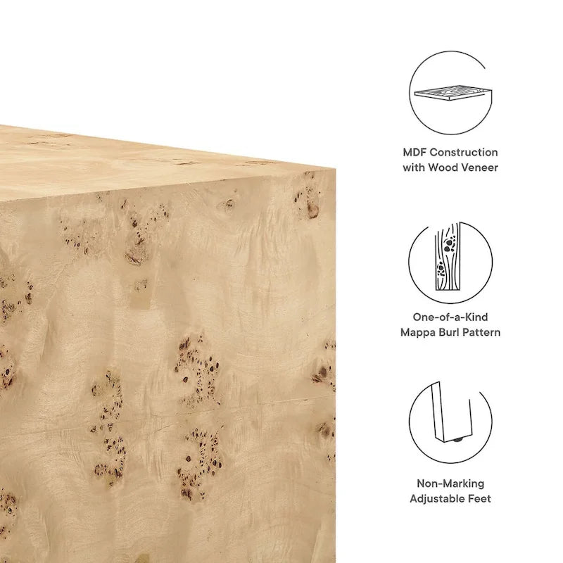 Cosmos 36 Square Burl Wood Coffee Table - N/A
