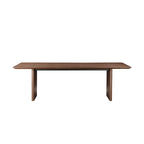Tommy 94 Inch Dining Table, Rectangular Top, Wide Panel Legs, Walnut Brown