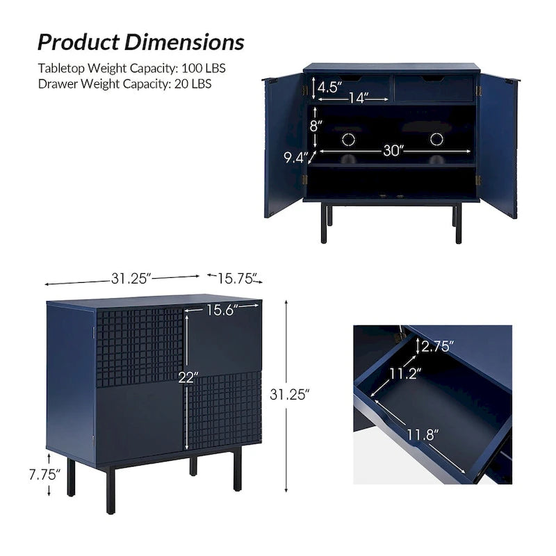 Accent Cabinet - Chocolate Pattern - 2 Doors with Metal Legs
