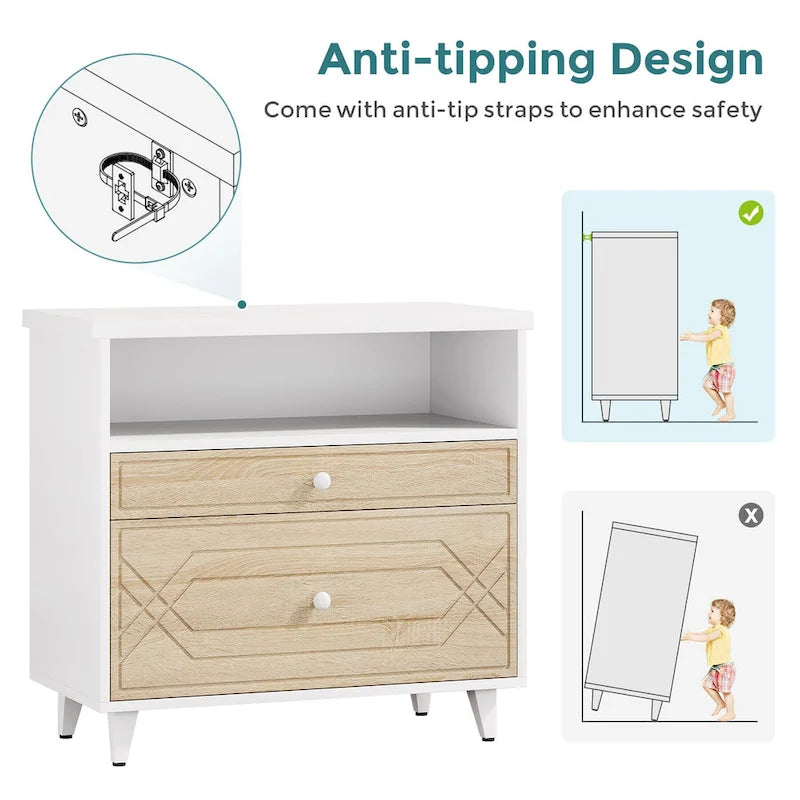 [Give Up] Office File Cabinet with Shelf, 2 Drawer Lateral Filing Cabinet for Letter Size