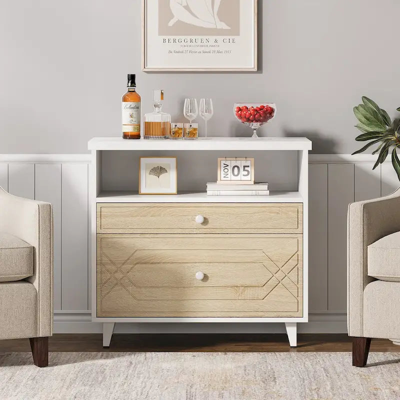 [Give Up] Office File Cabinet with Shelf, 2 Drawer Lateral Filing Cabinet for Letter Size