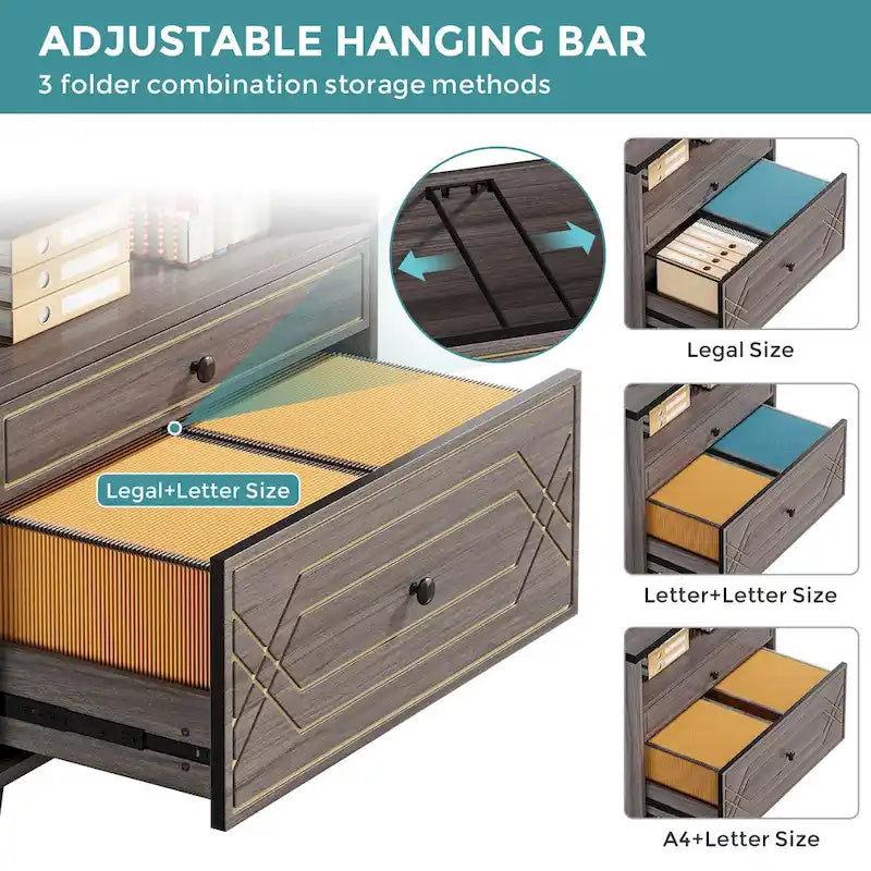 [Give Up] Office File Cabinet with Shelf, 2 Drawer Lateral Filing Cabinet for Letter Size