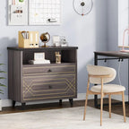 [Give Up] Office File Cabinet with Shelf, 2 Drawer Lateral Filing Cabinet for Letter Size