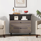 [Give Up] Office File Cabinet with Shelf, 2 Drawer Lateral Filing Cabinet for Letter Size