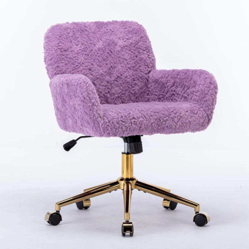 Furniture Office Chair,Artificial rabbit hair Home Office Chair with Golden Metal Base