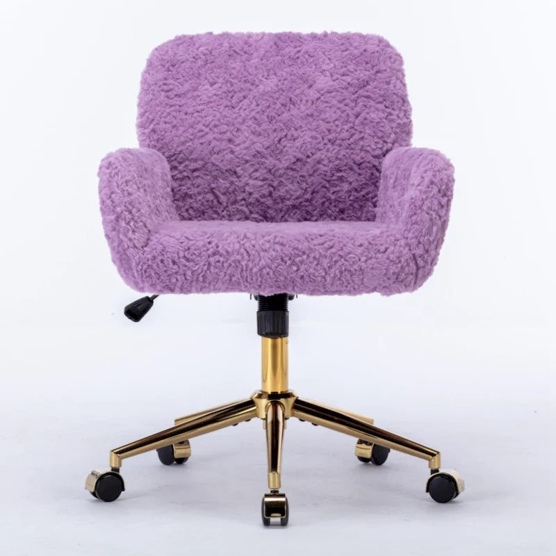 Furniture Office Chair,Artificial rabbit hair Home Office Chair with Golden Metal Base