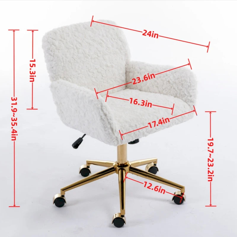 Furniture Office Chair,Artificial rabbit hair Home Office Chair with Golden Metal Base
