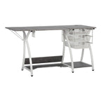 Sewing & Craft Table - White/Grey - With Storage