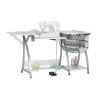 Sewing & Craft Table - White/Grey - With Storage