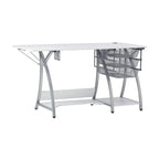 Sewing & Craft Table - White/Grey - With Storage