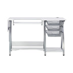 Sewing & Craft Table - White/Grey - With Storage