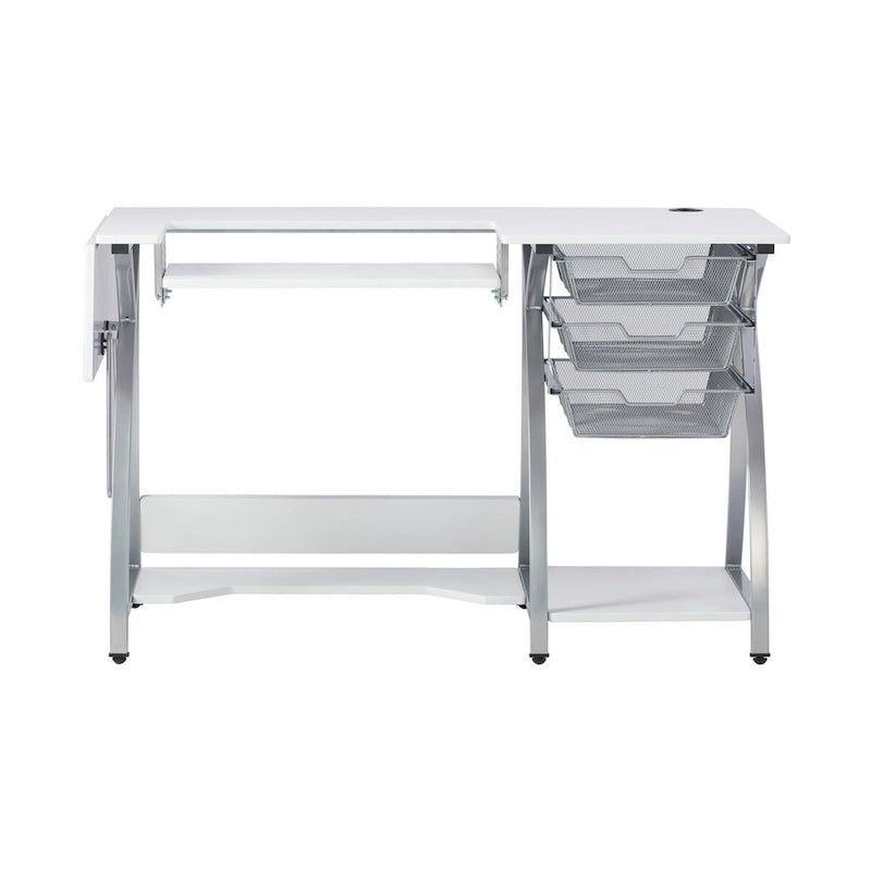 Sewing & Craft Table - White/Grey - With Storage