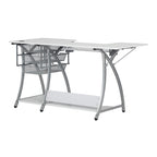 Sewing & Craft Table - White/Grey - With Storage