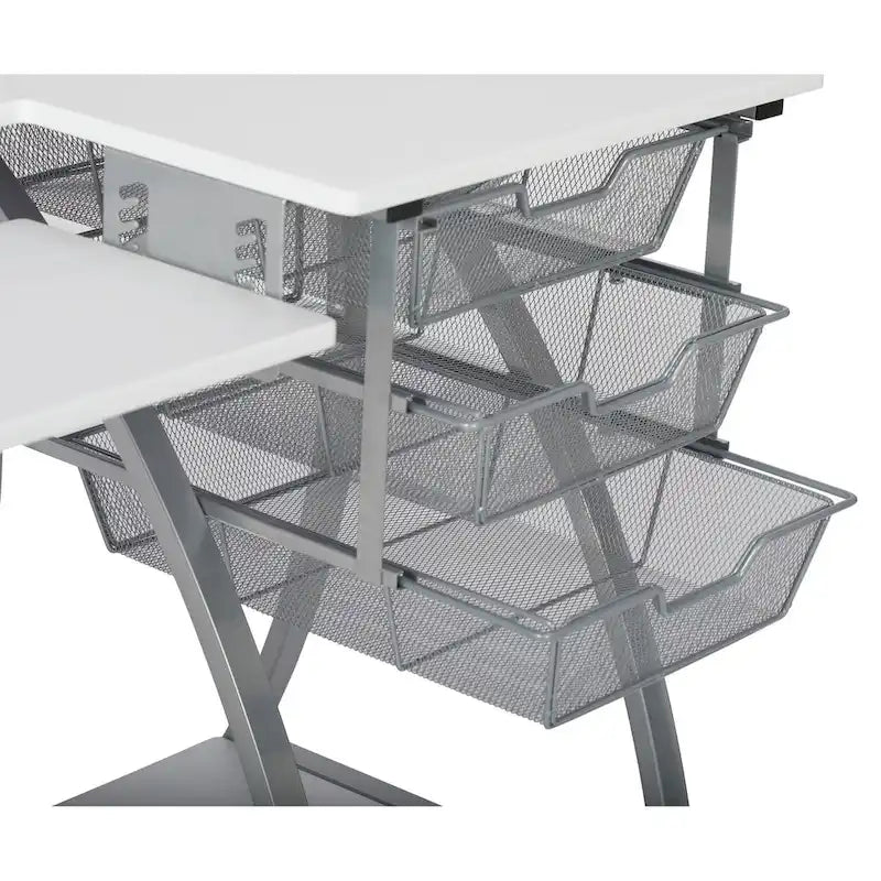 Sewing & Craft Table - White/Grey - With Storage