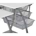 Sewing & Craft Table - White/Grey - With Storage