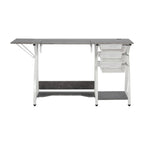 Sewing & Craft Table - White/Grey - With Storage