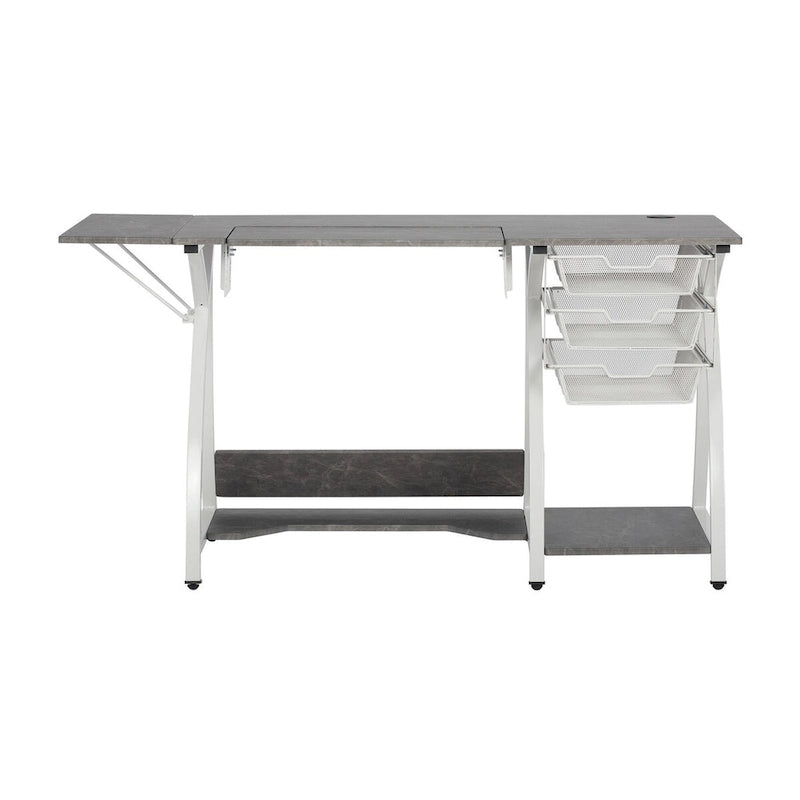 Sewing & Craft Table - White/Grey - With Storage
