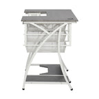 Sewing & Craft Table - White/Grey - With Storage