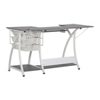 Sewing & Craft Table - White/Grey - With Storage