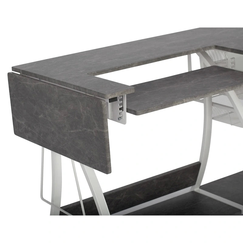 Sewing & Craft Table - White/Grey - With Storage