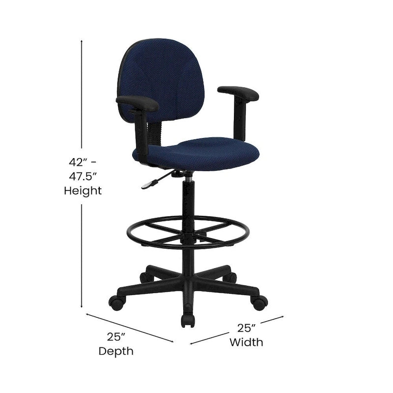 Fabric Drafting Chair with Arms (Cylinders: 22.5-27H or 26-30.5H)